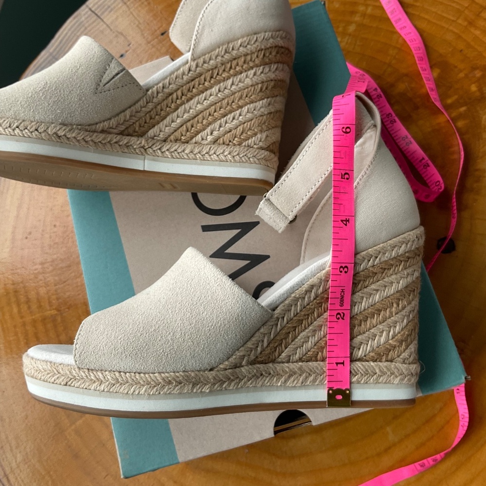 TOMS Marisol Espadrille Suede/Canvas Wedge Sandal Women’s 7 w/ box - Picture 12 of 13